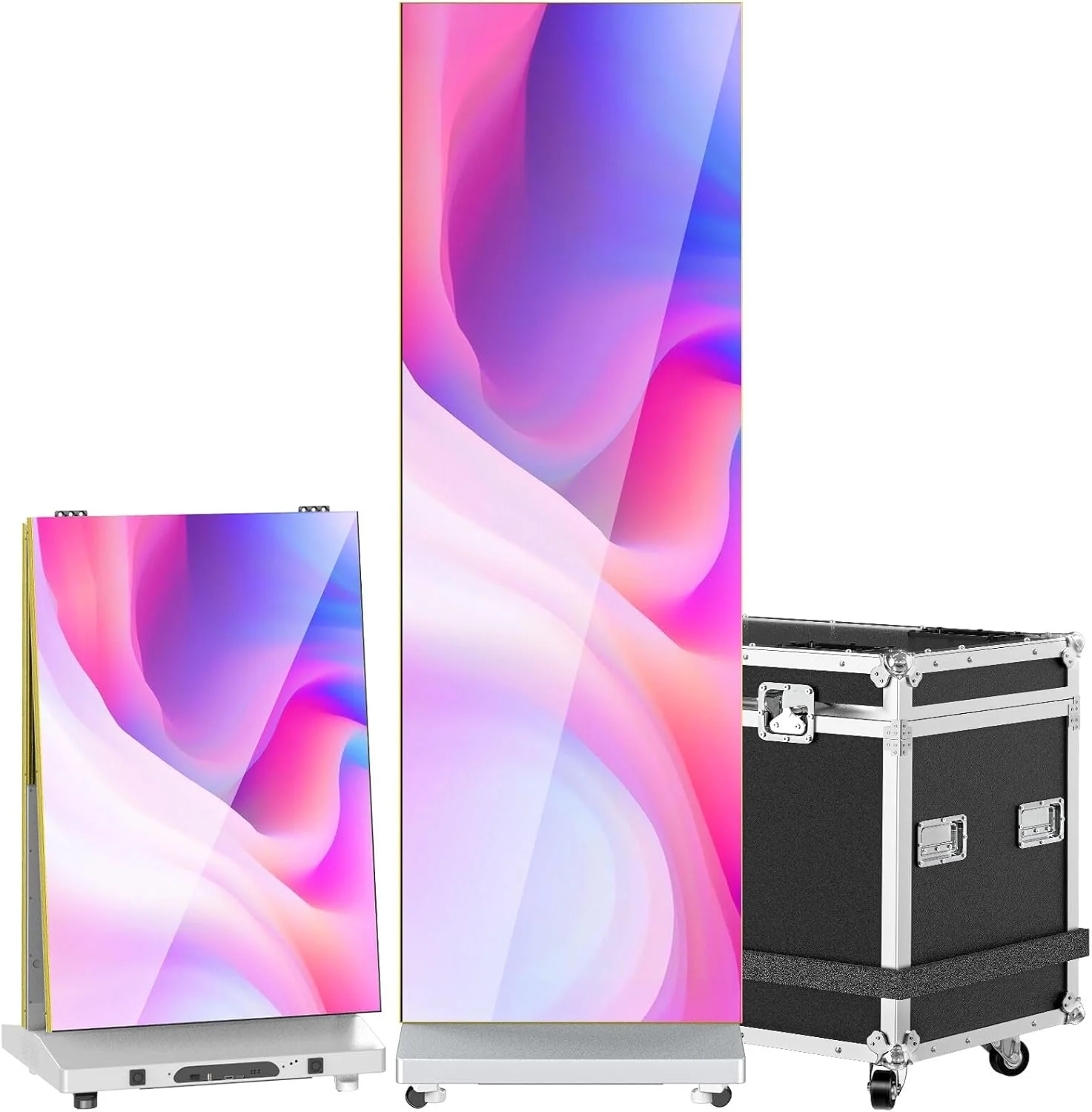 80 P1.86 Flexible Spliceable LED Poster Display – USB Plug-and-Play, Mobile & PC Remote Control, Digital Signage Advertising Screen (Silver, 1-Pack)