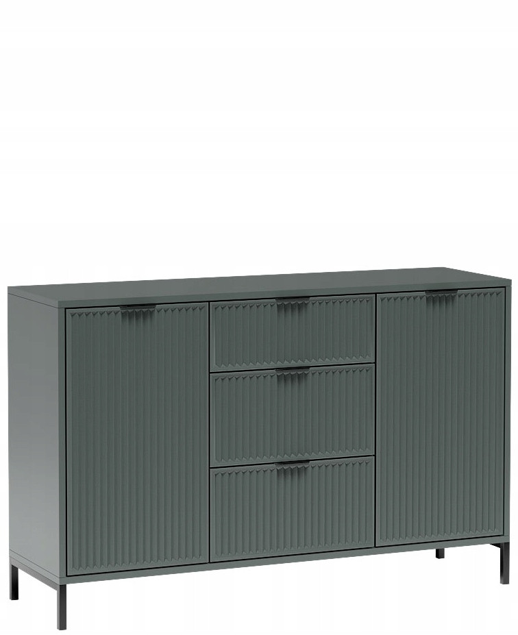Zielona Komoda 135 cm Ryfle Metalowe Nogi 3S2D LINK