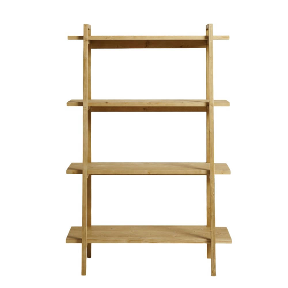 MARLENE - Bibliothèque en bois d’épicéa en couleur marron clair