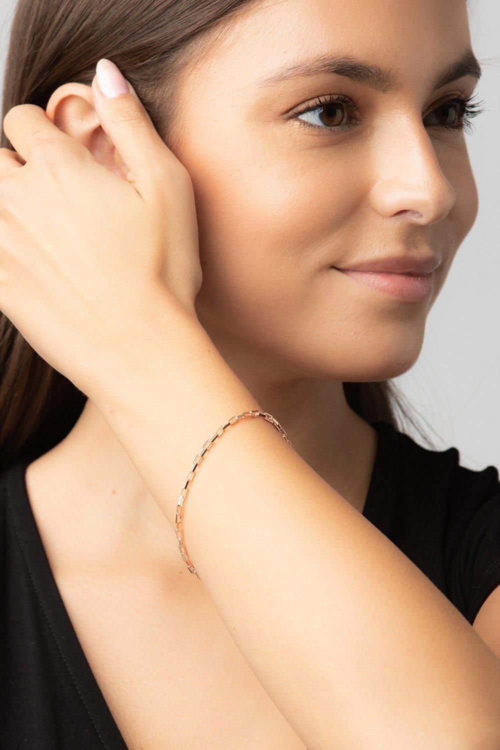 Pure Luxuries London Gift Packaged 'Ethel' 18ct Rose Gold Plated Sterling Silver Bracelet