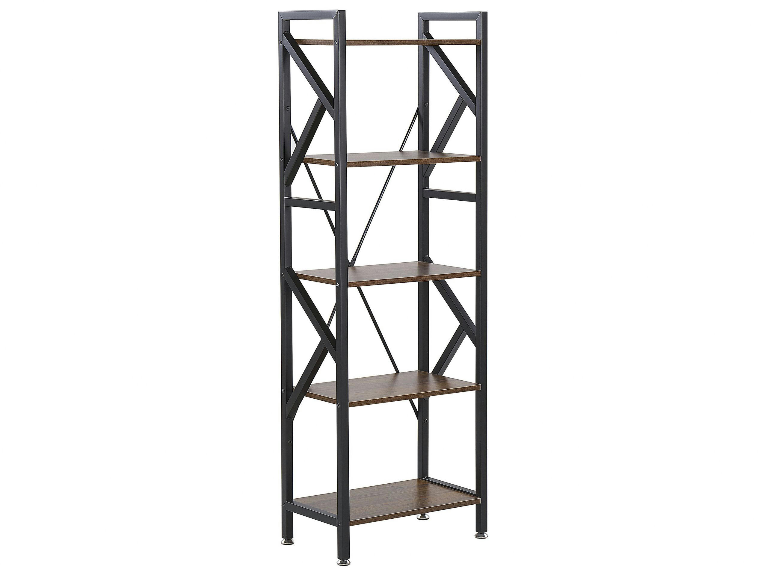 DALE - Bibliothèque design effet bois foncé noir 5 niveaux