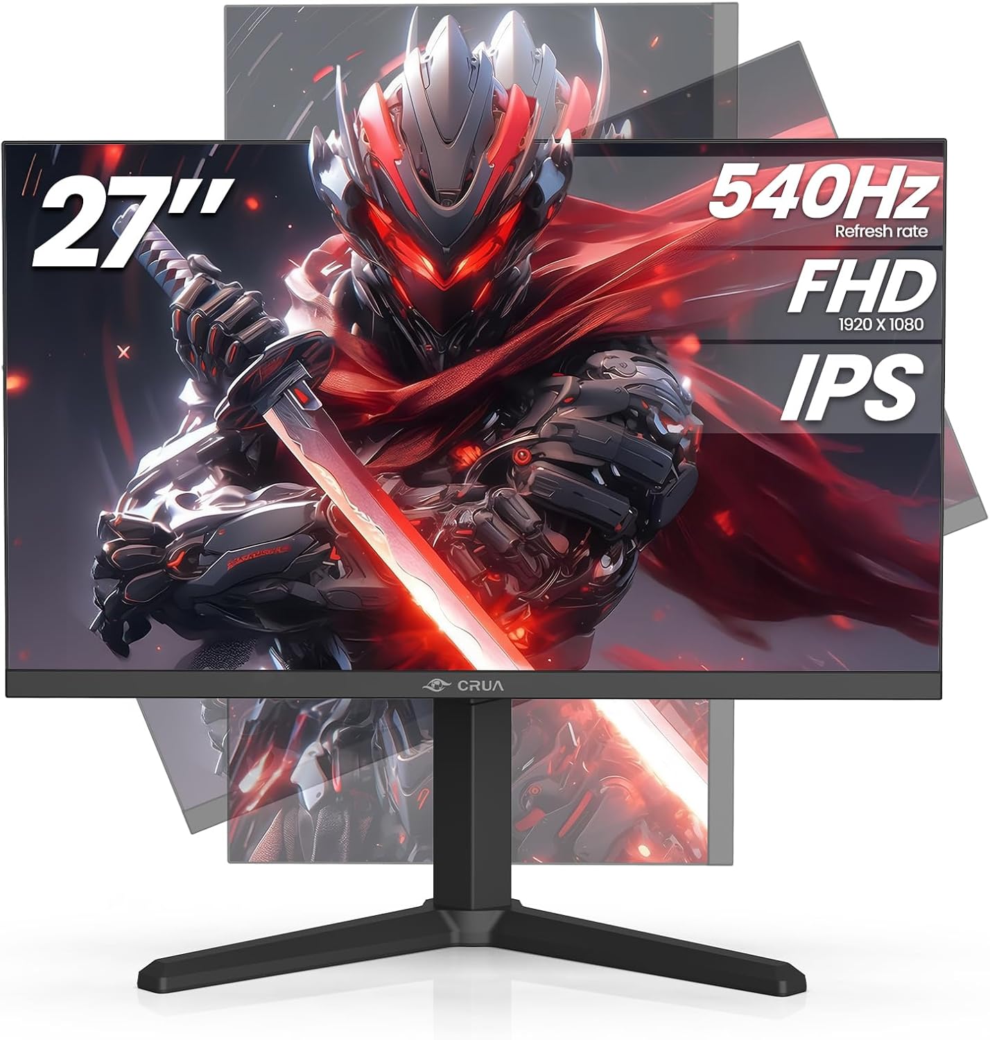 CRUA 27” 540Hz Gaming Monitor  IPS FHD(1920x1080P)  AMD FreeSync  120% sRGB  Height/Pivot/Rotating/Tilt Adjustable Vertical Monitor  HDMI 2.1 + DP 1.4  Wall Mount Install-Black