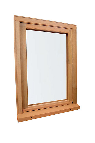 Fenêtre 1 vantail tirant droit double vitrage GoodHome en bois marron l.65 x H.97,8 cm
