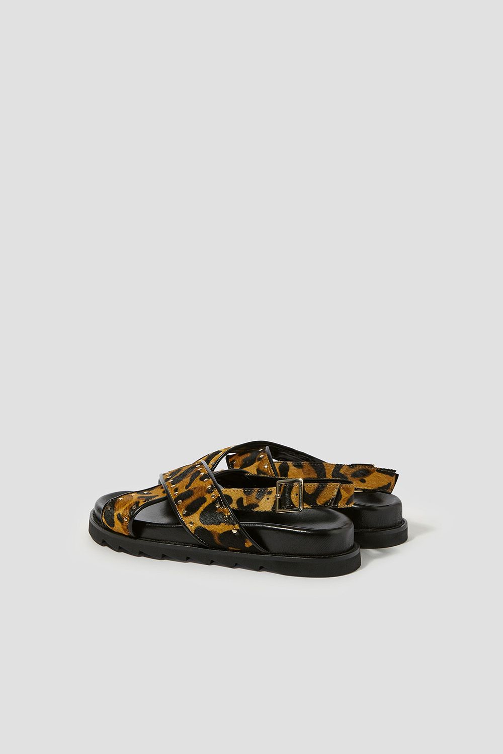 Monsoon Suki Stud Leopard Print Sandals Natural