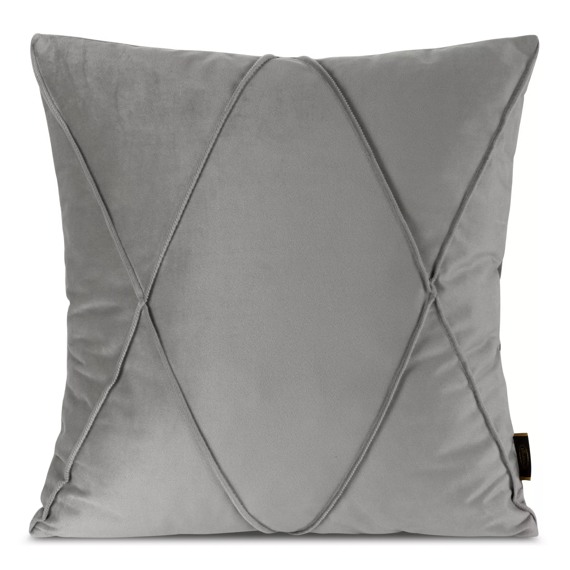 Poszewka na poduszkę 45x45 cm welwetowa srebrna z geometrycznym przeszywanym wzorem NALA 1 Eurofirany Premium