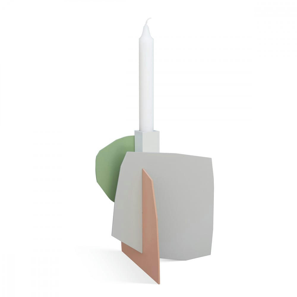 - Bougeoir en métal pastel h19,5cm