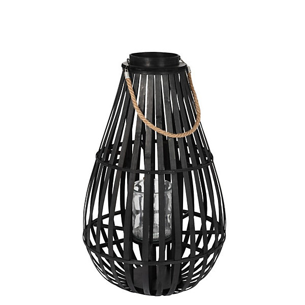 Lanterne en bois noir 42x42x90 cm