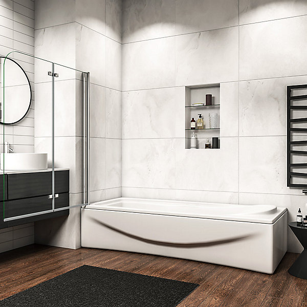 Pare baignoire 110x140cm écran Baignoire Pivotant Et Pliant En Verre Anti-calcaire