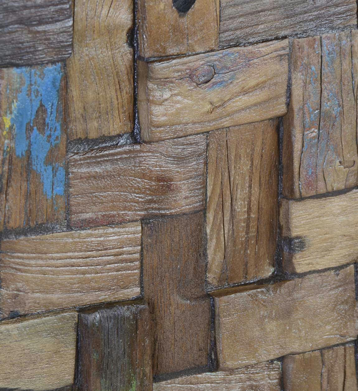 - Panneau morceaux en bois multicolorés 80x100