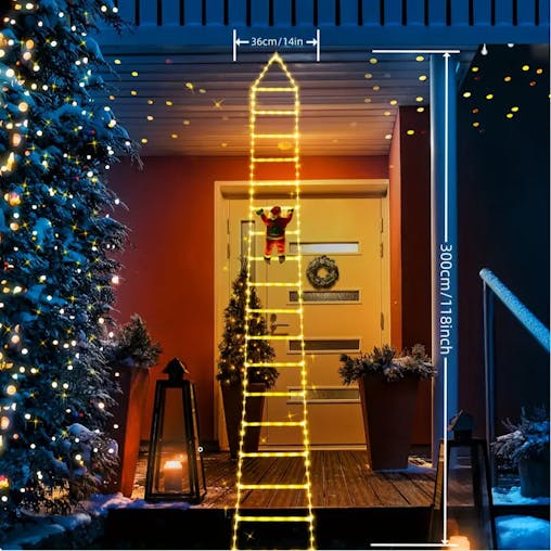 NNETM Santa's Festive Climb: Illuminated Christmas Ladder Light
