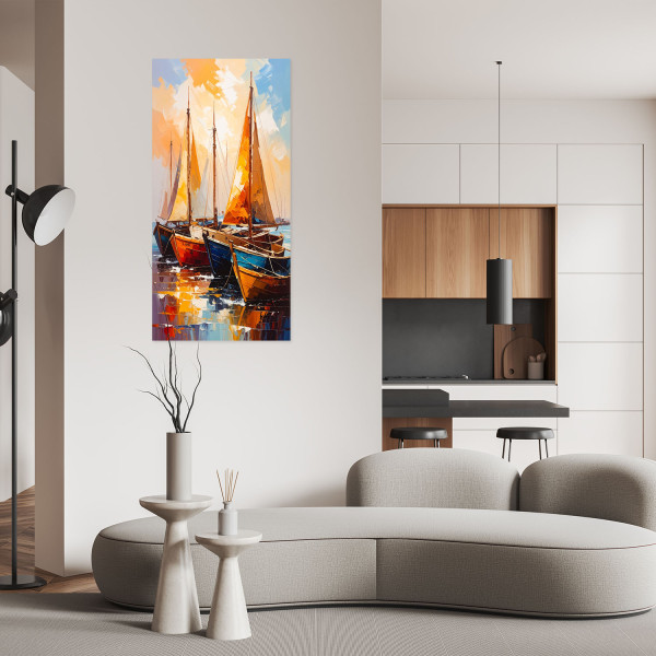 Naklejka samoprzylepna Feeby Statki Łodzie w porcie morskim 40x80