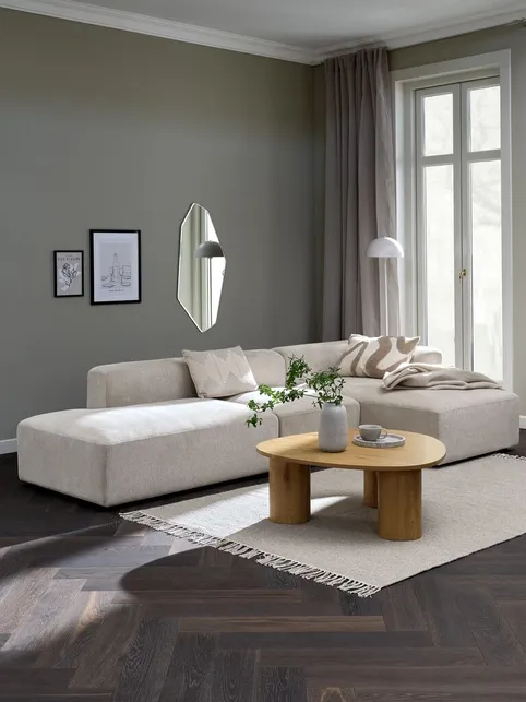 Modulsofa SKEJBY 3-pers. chaiselong/open-end beige stof