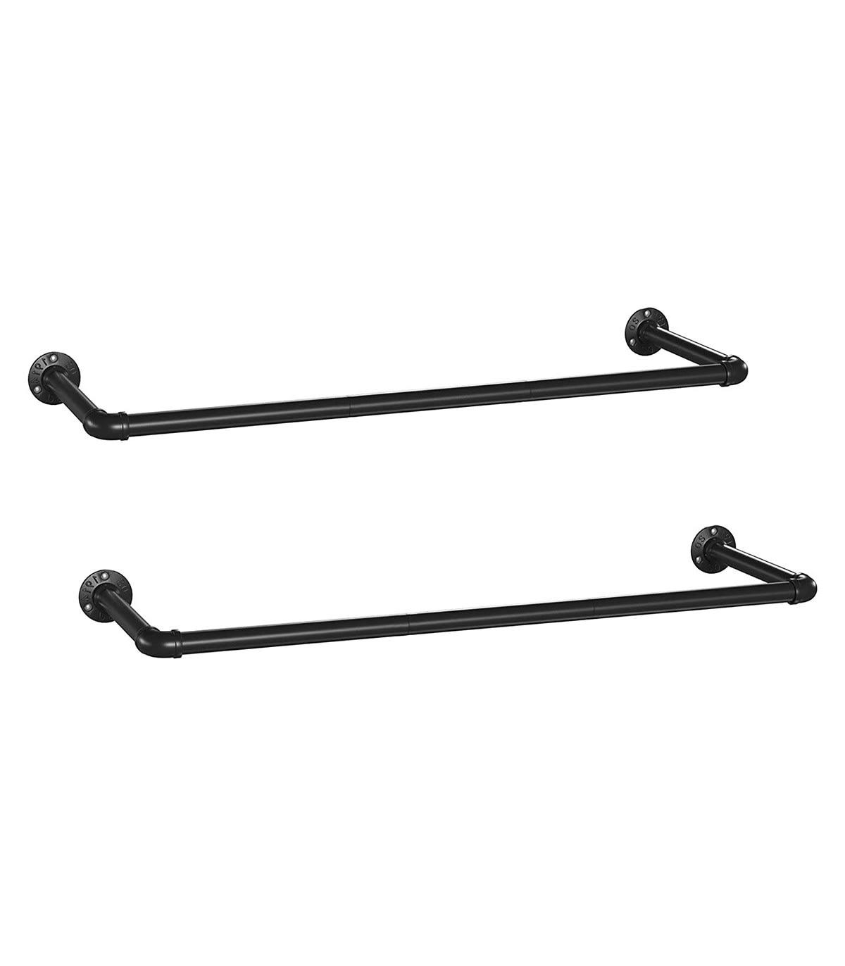 - Ensemble de 2 patères murales noires pour vêtements - L92 x P30 cm