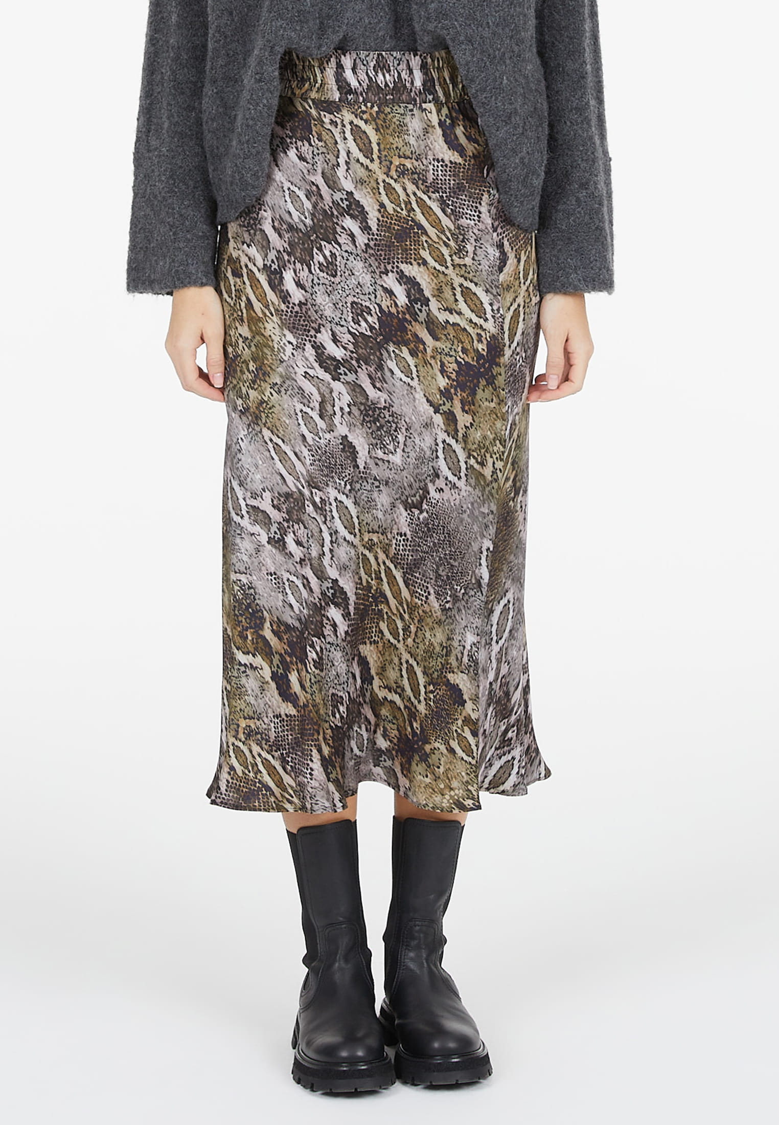 Midi Rock mit Snake Print