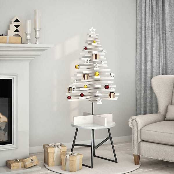 Arbre de Noël en bois pour décoration blanc 100 cm pin massif vidaXL
