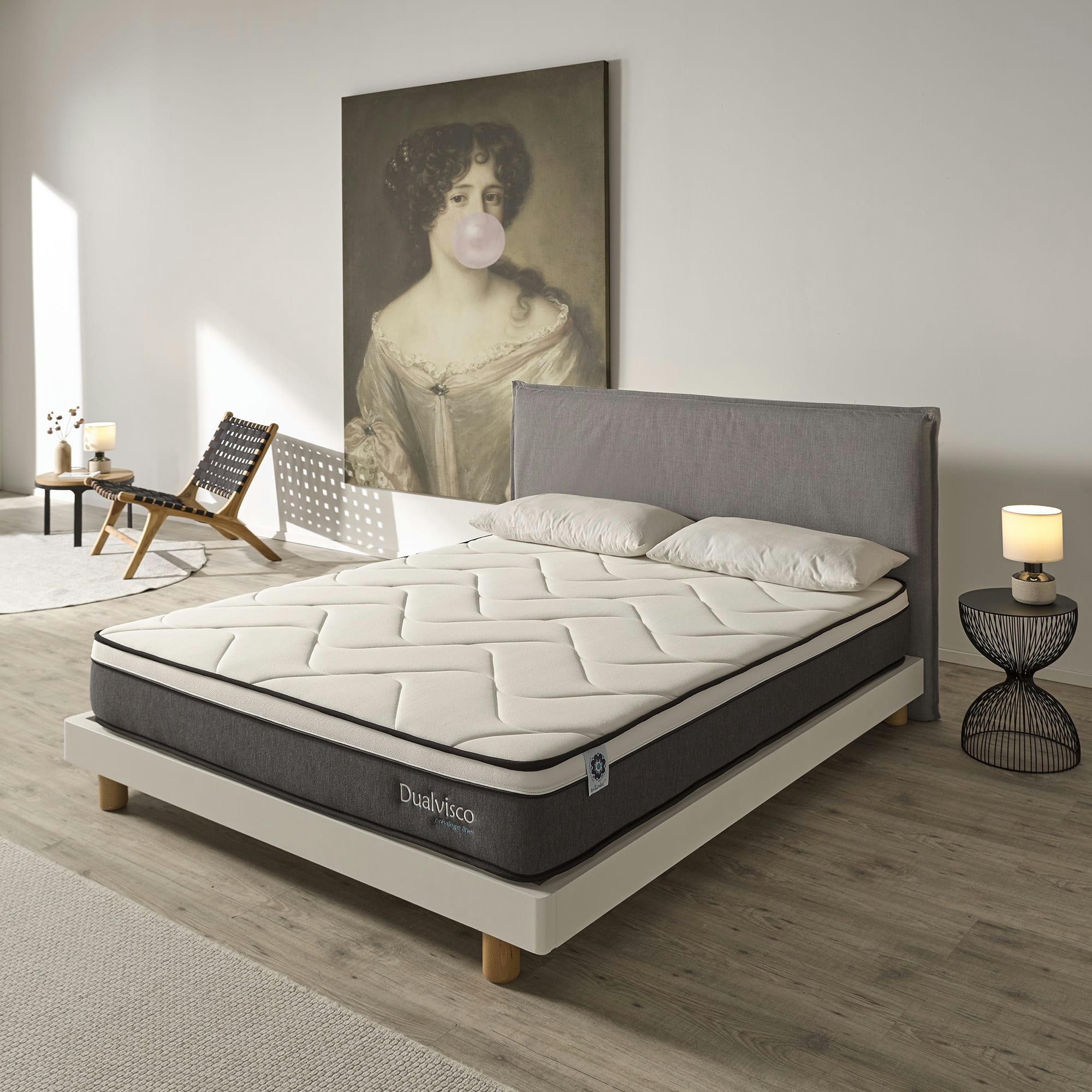 DUALVISCO 24 - Matelas 80x190 cm- Épais 24 cm - Mousse HR, Blue Latex