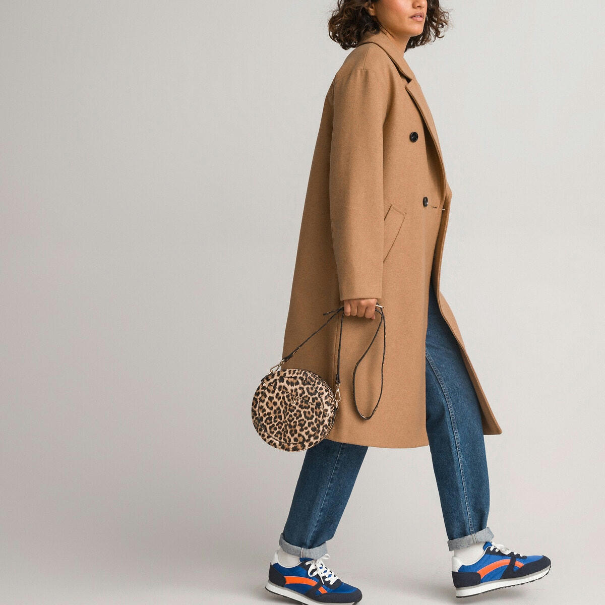 Sac rond motif léopard, à bandoulière