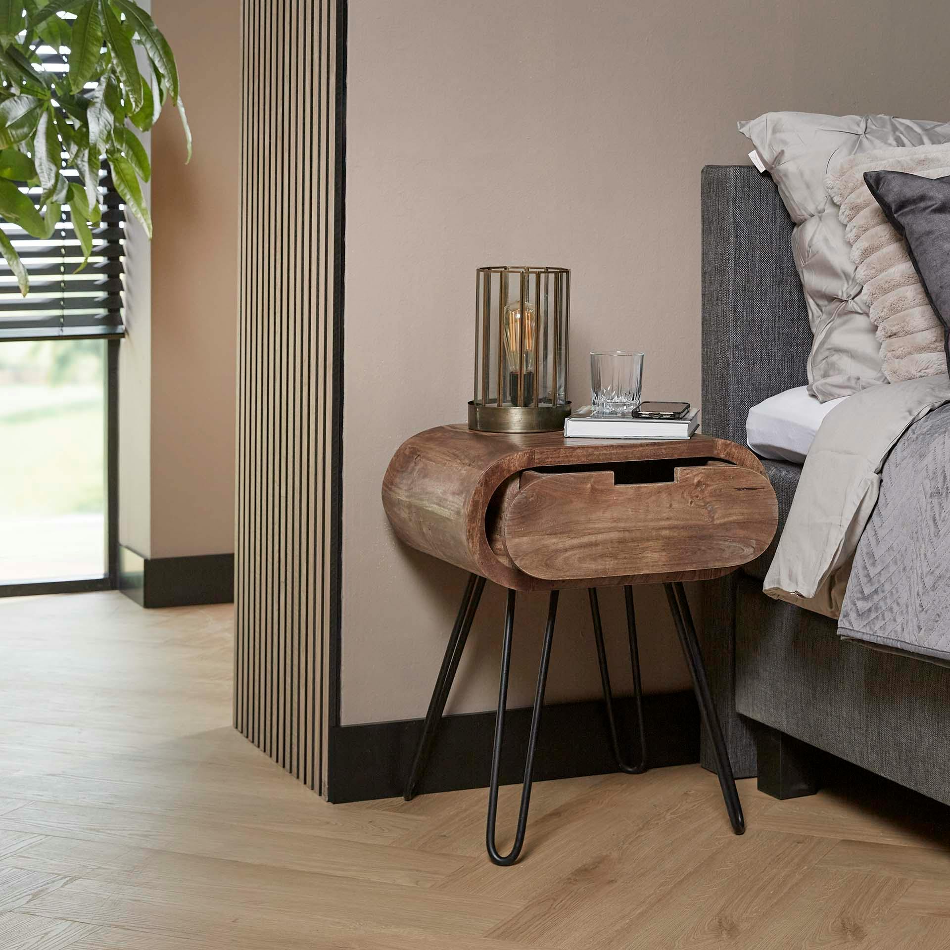 Table de chevet en bois forme oblongue NIAGARA