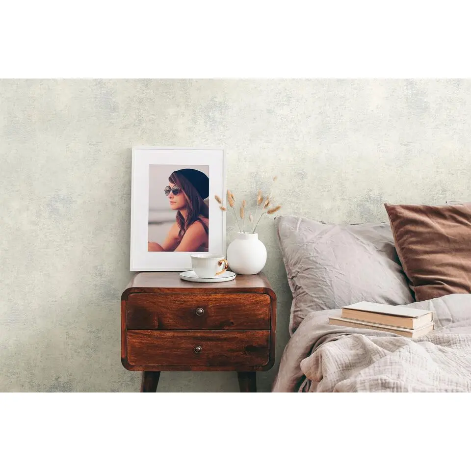 A.S. Cr&eacute;ation behang met structuur wit, grijs en zilver - 53 cm x 10.05 m