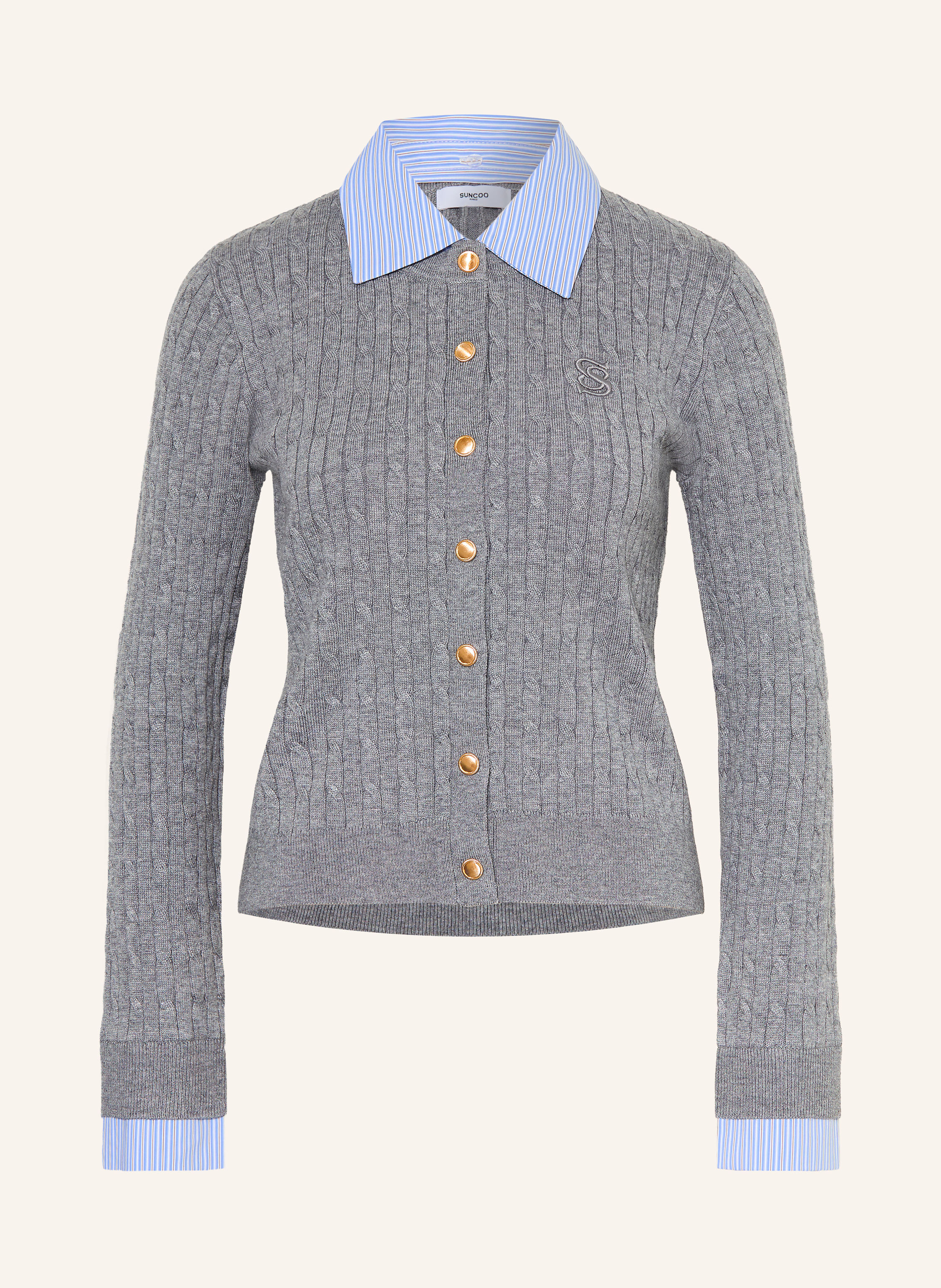 SUNCOO Strickjacke GASTI mit abnehmbarem Kragen