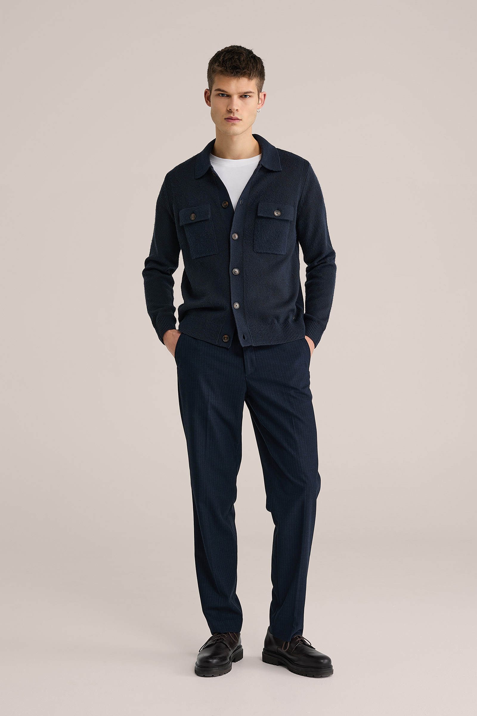 Heren regular fit vest van wolmix