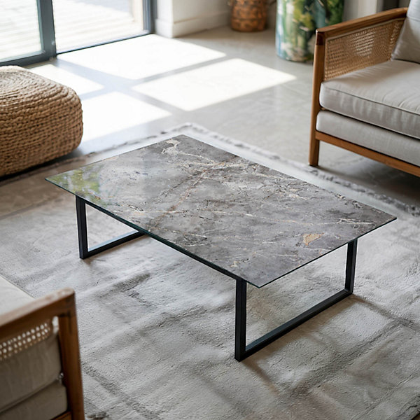 Dessus de table en verre trempé Wallfluent 120x80 cm Motif naturel de marbre