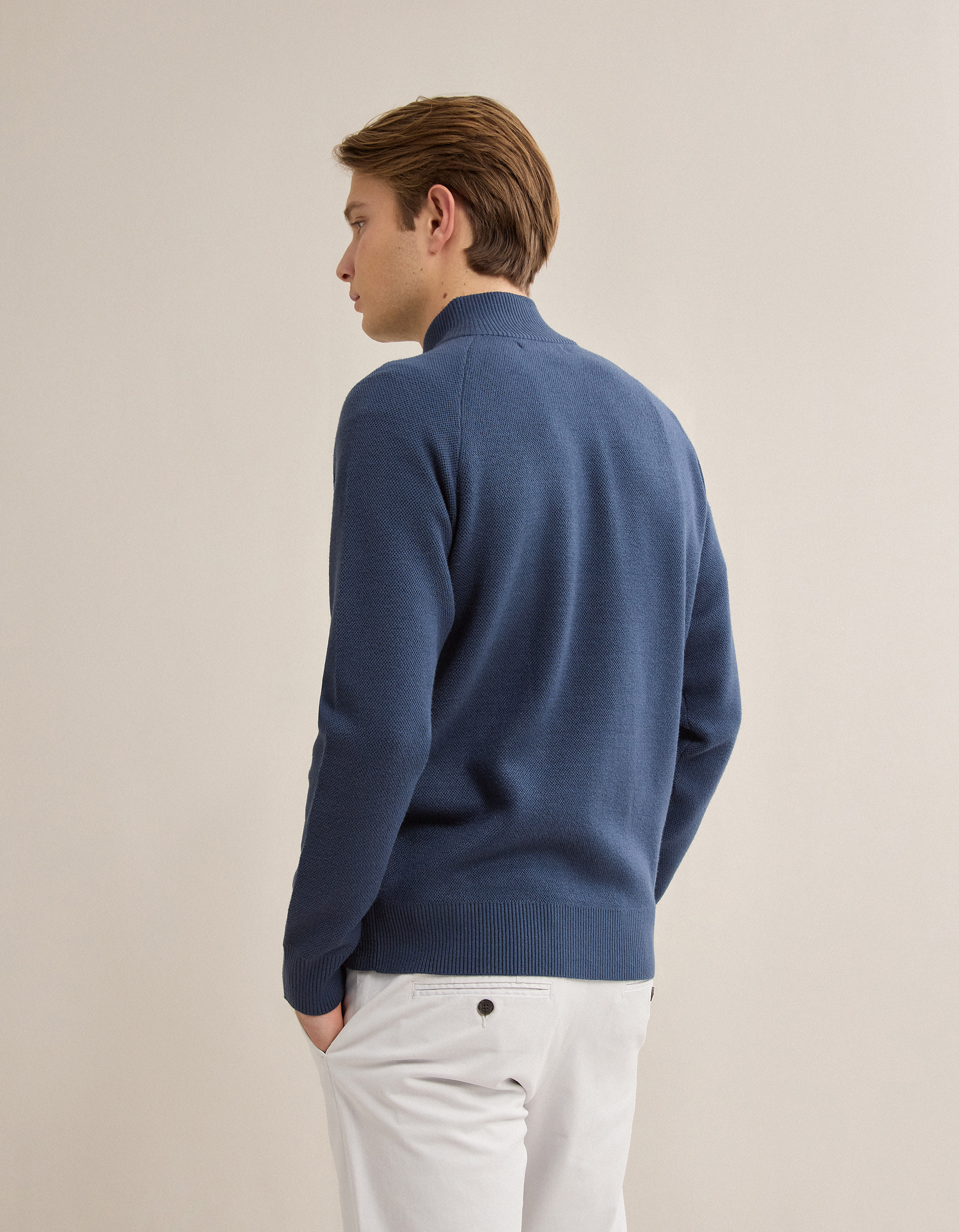Camisola de Malha Waffle, Homem, Azul Escuro