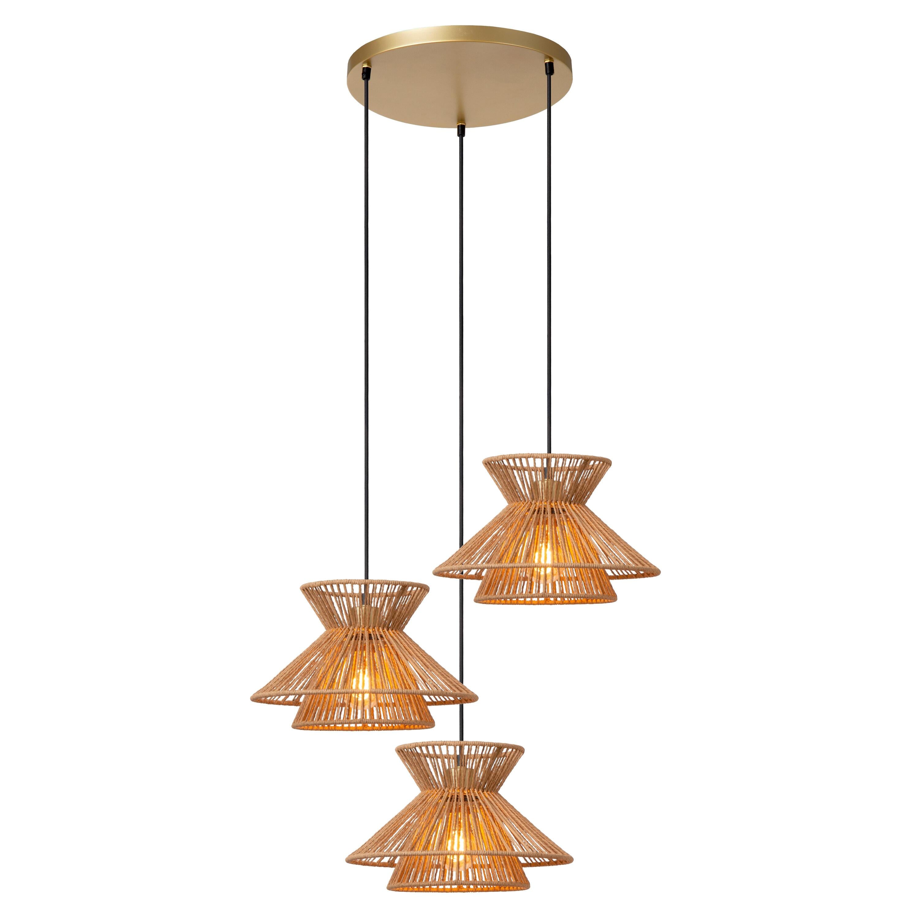 Tasman 3 cluster hanglamp rond naturel