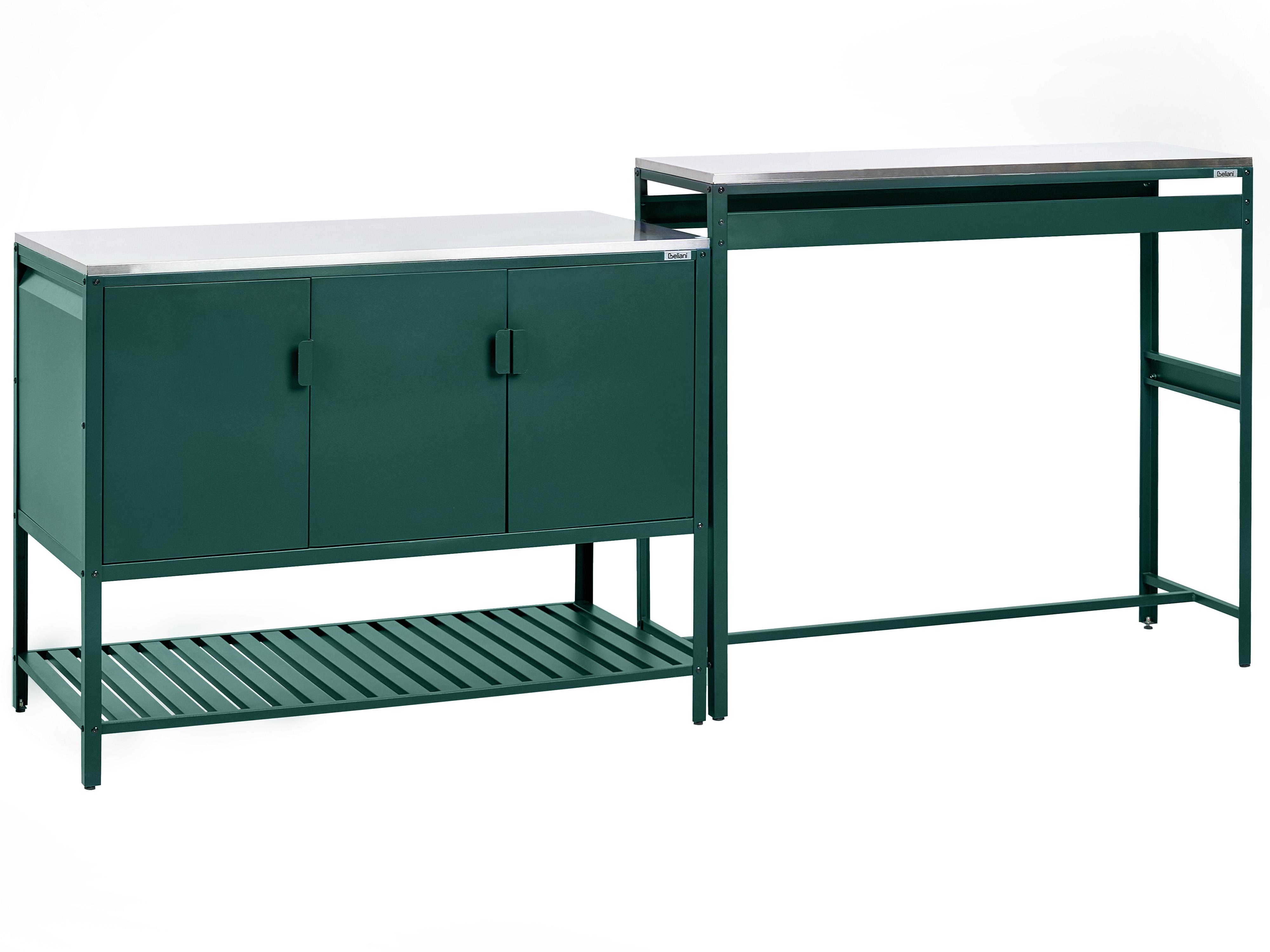 2 Piece Outdoor Kitchen Set with Sink MAENZA Metal Green