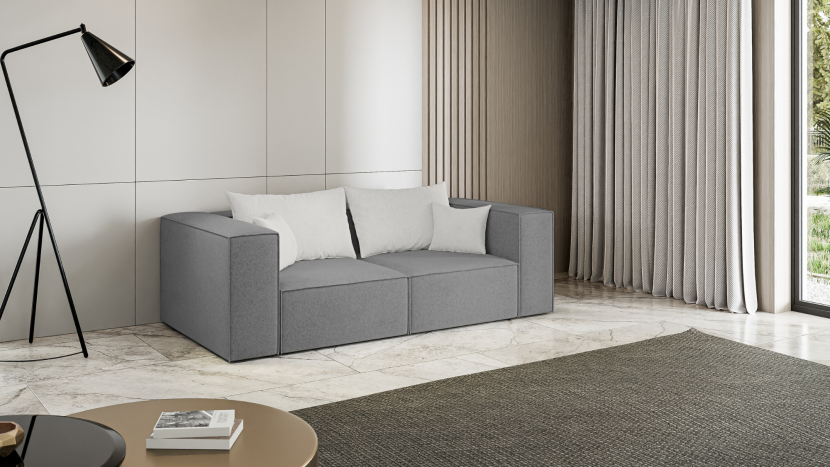 Wygodna sofa 2 osobowa POPPY szary sofa modułowa do salonu