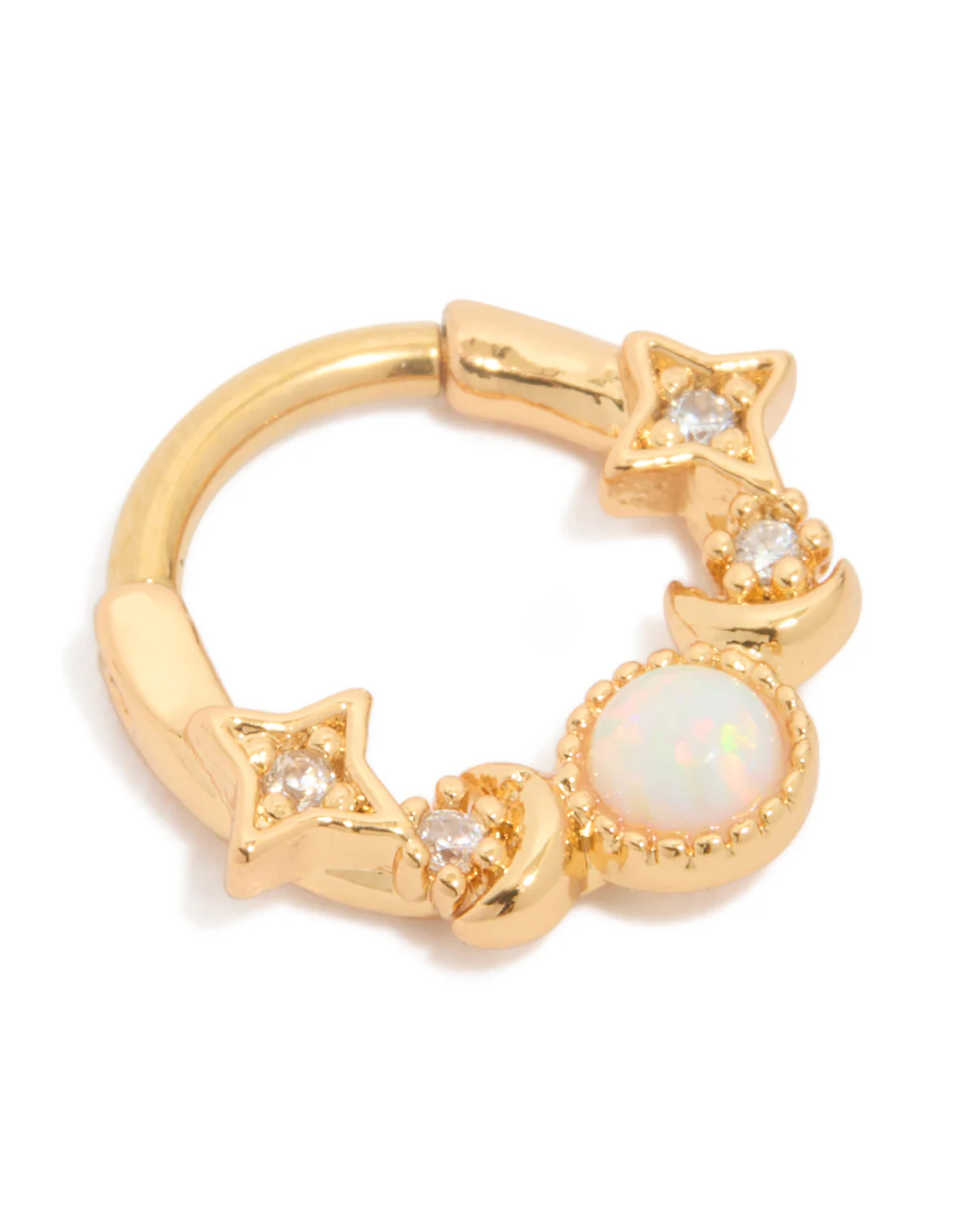 Gold Plated Titanium Celestial Opal Clicker Ring