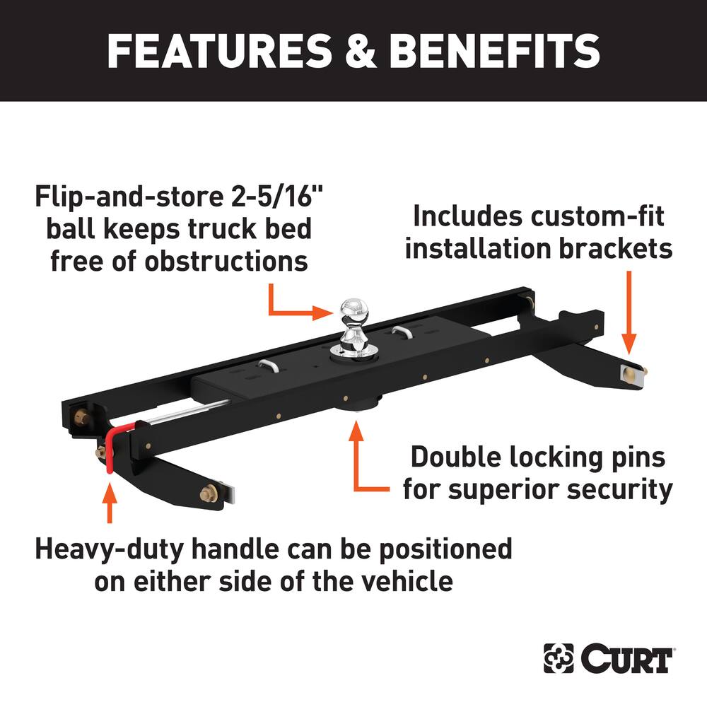 CURT Double Lock Gooseneck Hitch Kit with Brackets, Select Models
