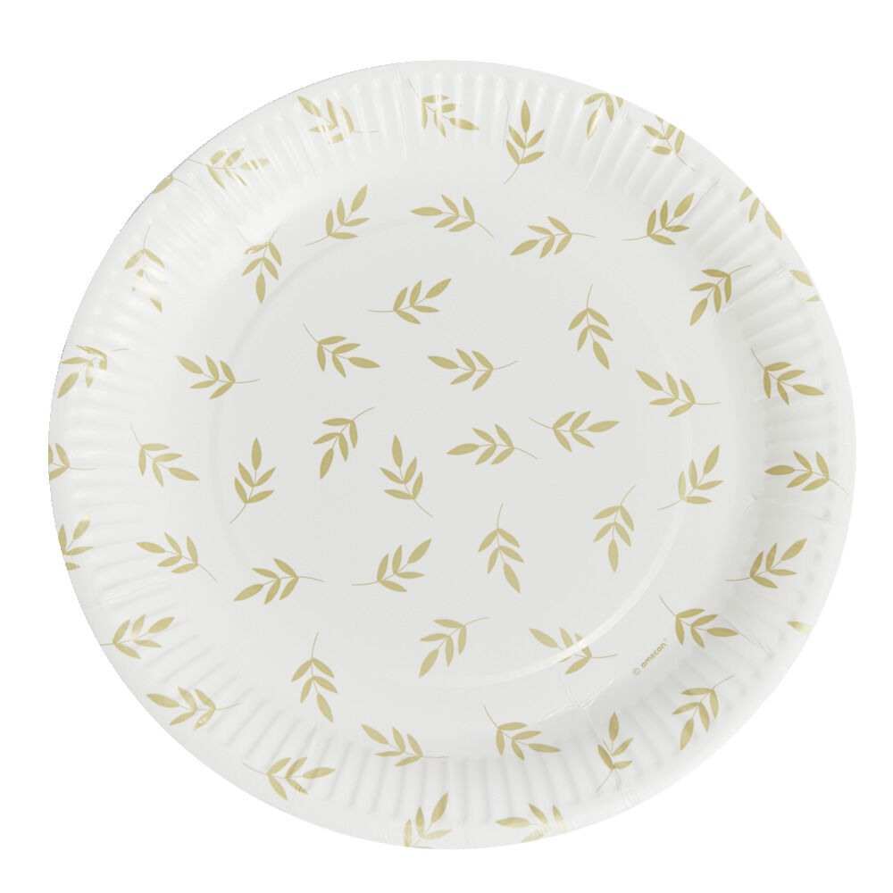 Lot de 8 assiettes motif nature carton Ø23cm