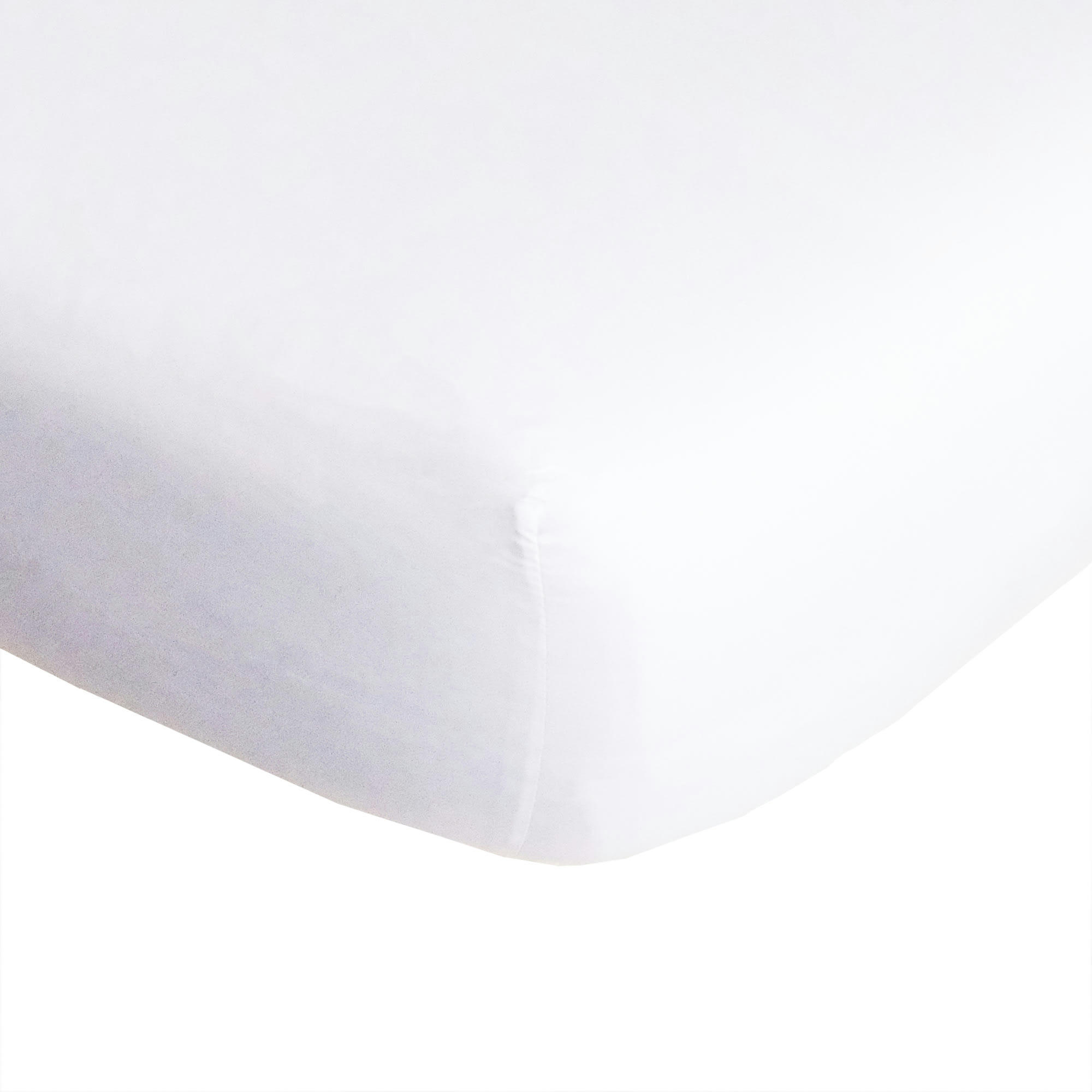 - Drap housse en percale de coton blanc uni 140x200 cm
