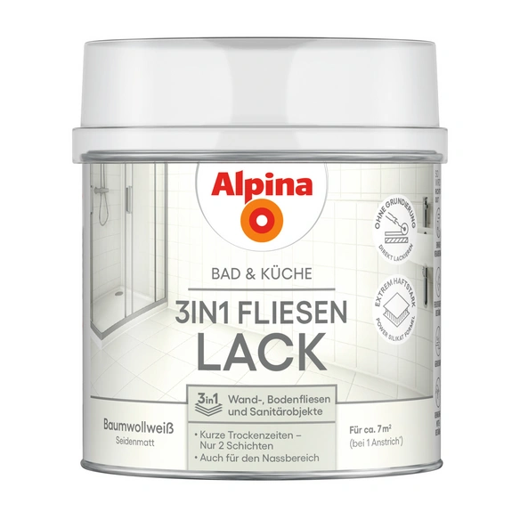 Fliesen-Lack »Bad & Küche«, Baumwollweiß, seidenmatt, 500 ml