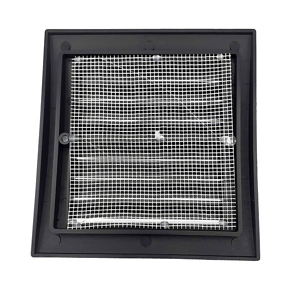 Lot de 1 Grille d'aération intérieur extérieur avec moustiquaire 140x140 mm Noir