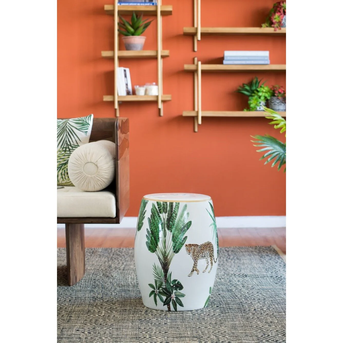 Round Jungle Ceramic Stool - 18