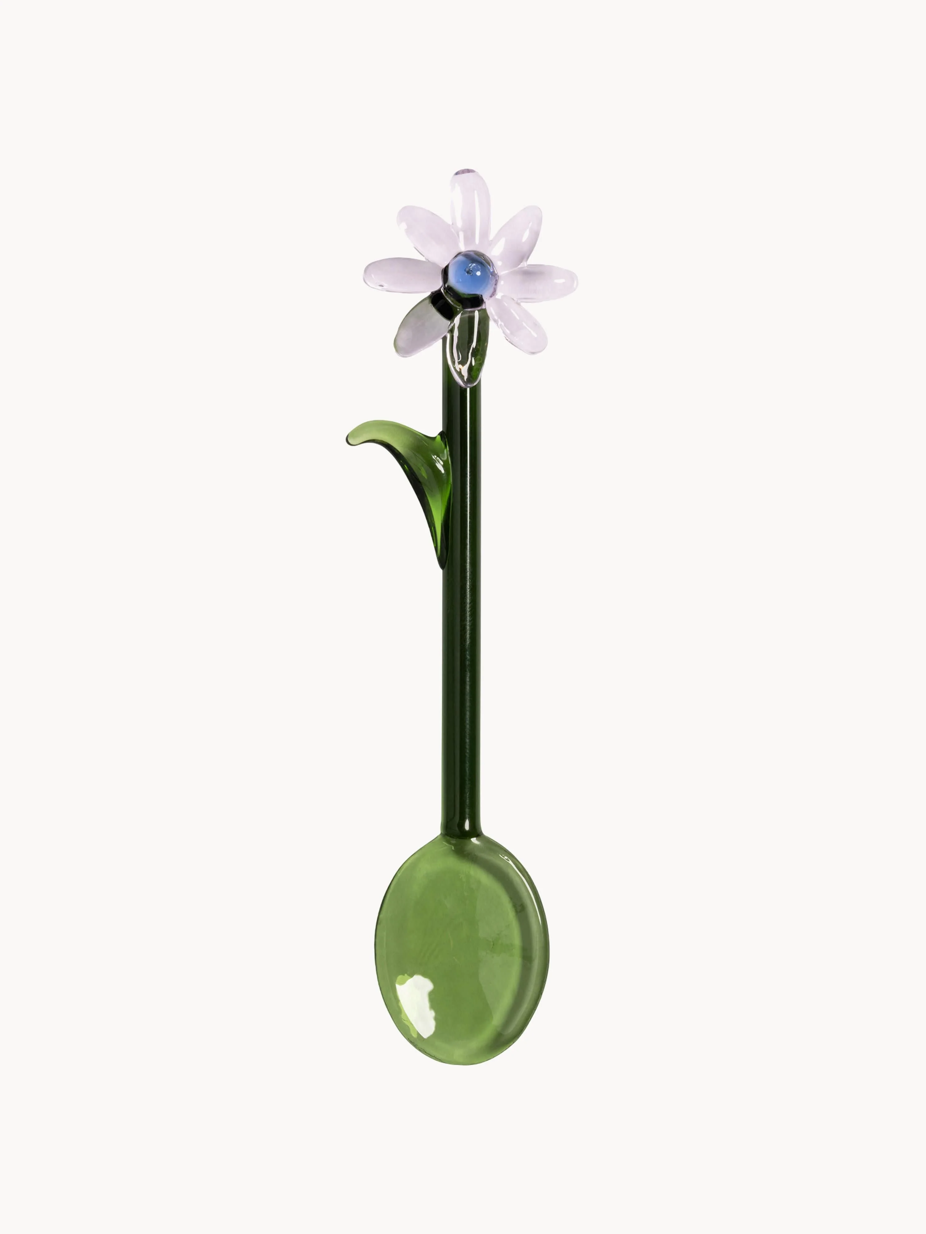 Handgefertigte Löffel Flora aus Borosilikatglas, 2er-Set
