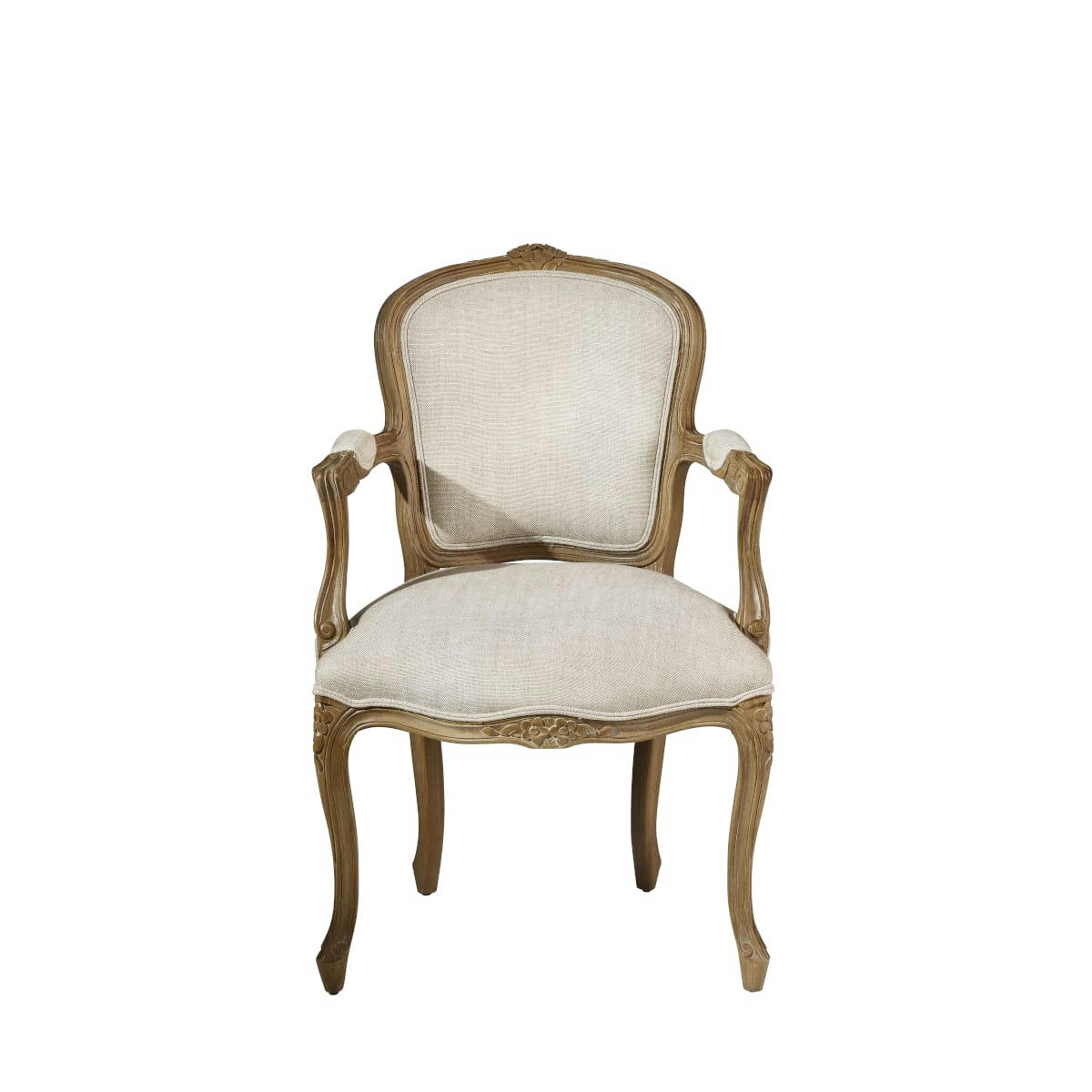 LOUVRE - Fauteuil cabriolet en bois et lin premium Blanc