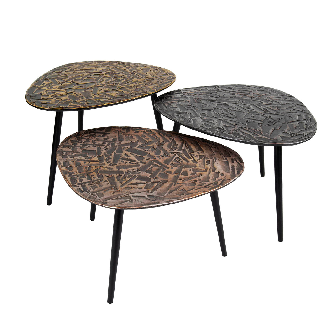 Giga Meubel Salontafel Patina - Multi Metaal - Set van 3 - 60x48x43cm