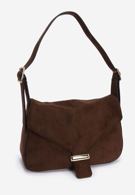 Womens Chocolate Brown Clasp Shoulder Bag