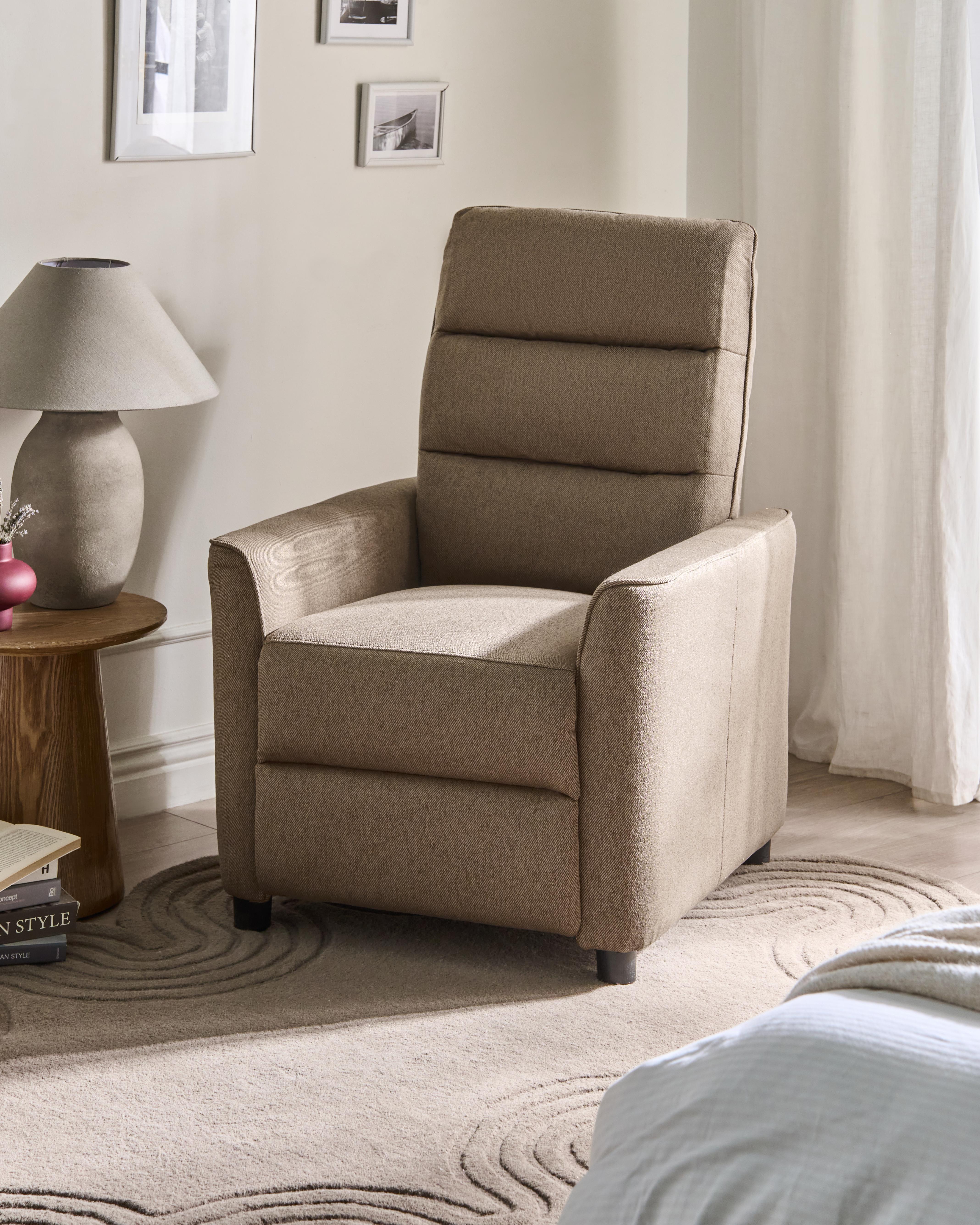 Recliner Chair SANDE with Footrest Fabric Brown