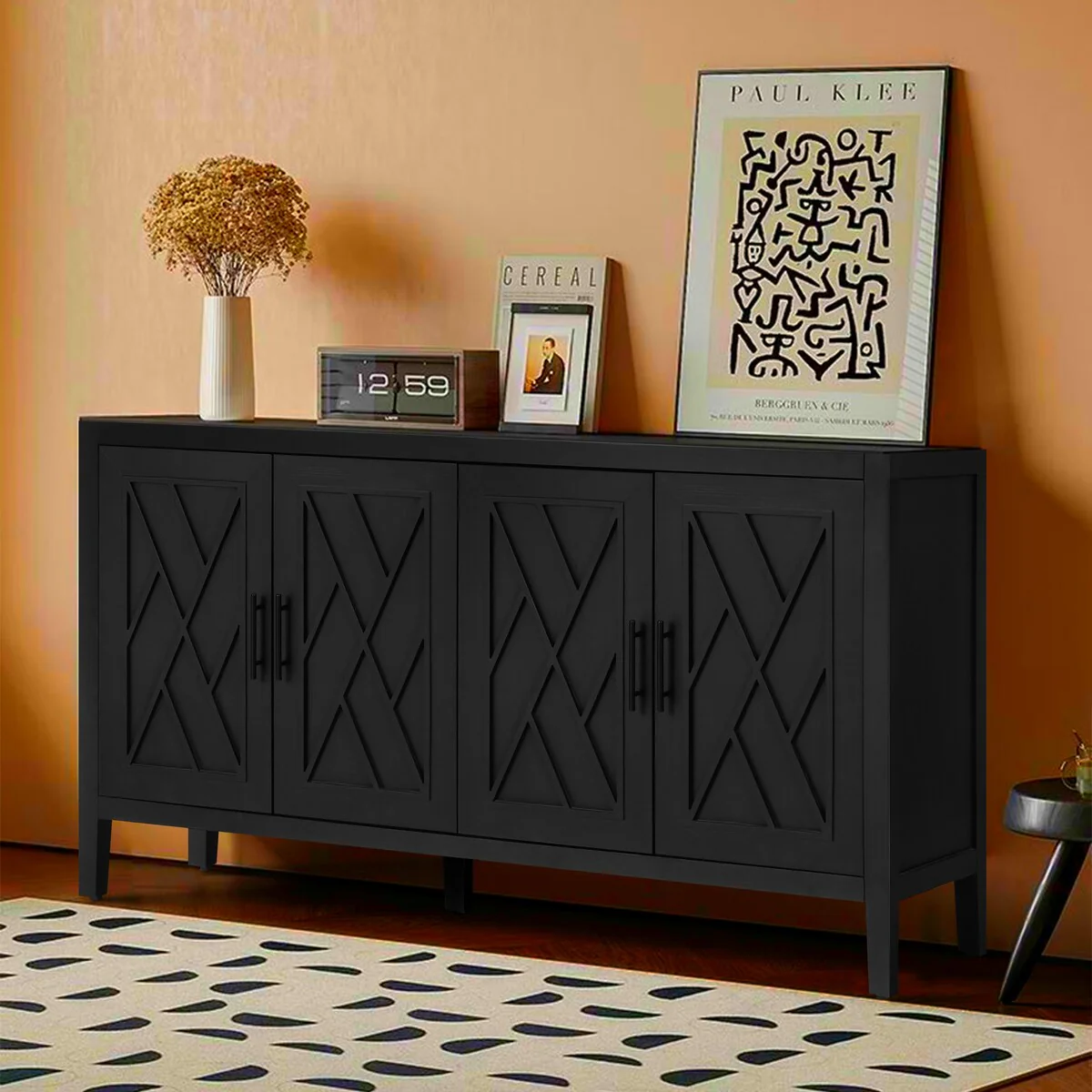  Accent Sideboard Four Doors Storage Cabinet Buffet for Dining Room, Entrance and Hallway