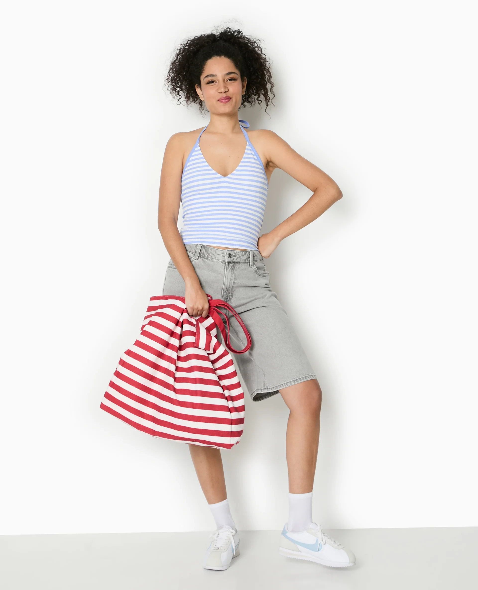 Top dos-nu court rayé