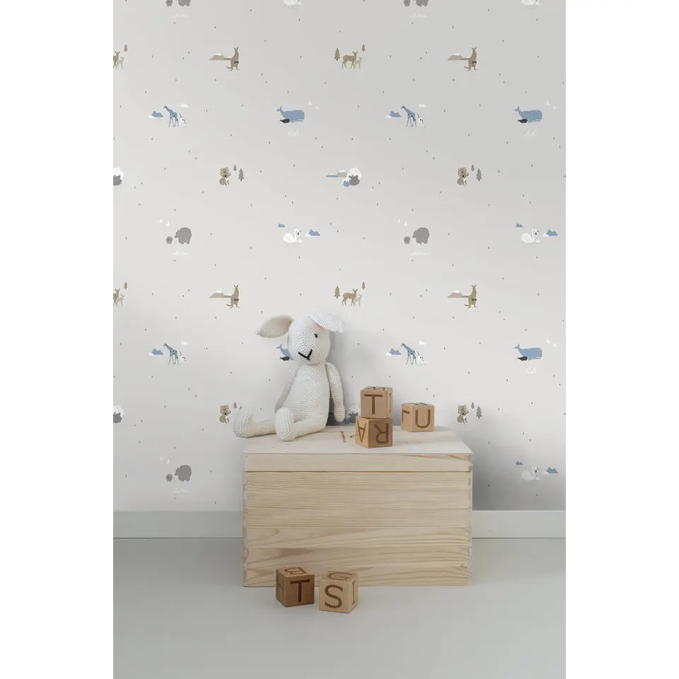 Sanders & Sanders behang dieren grijs - 53 cm x 10 m