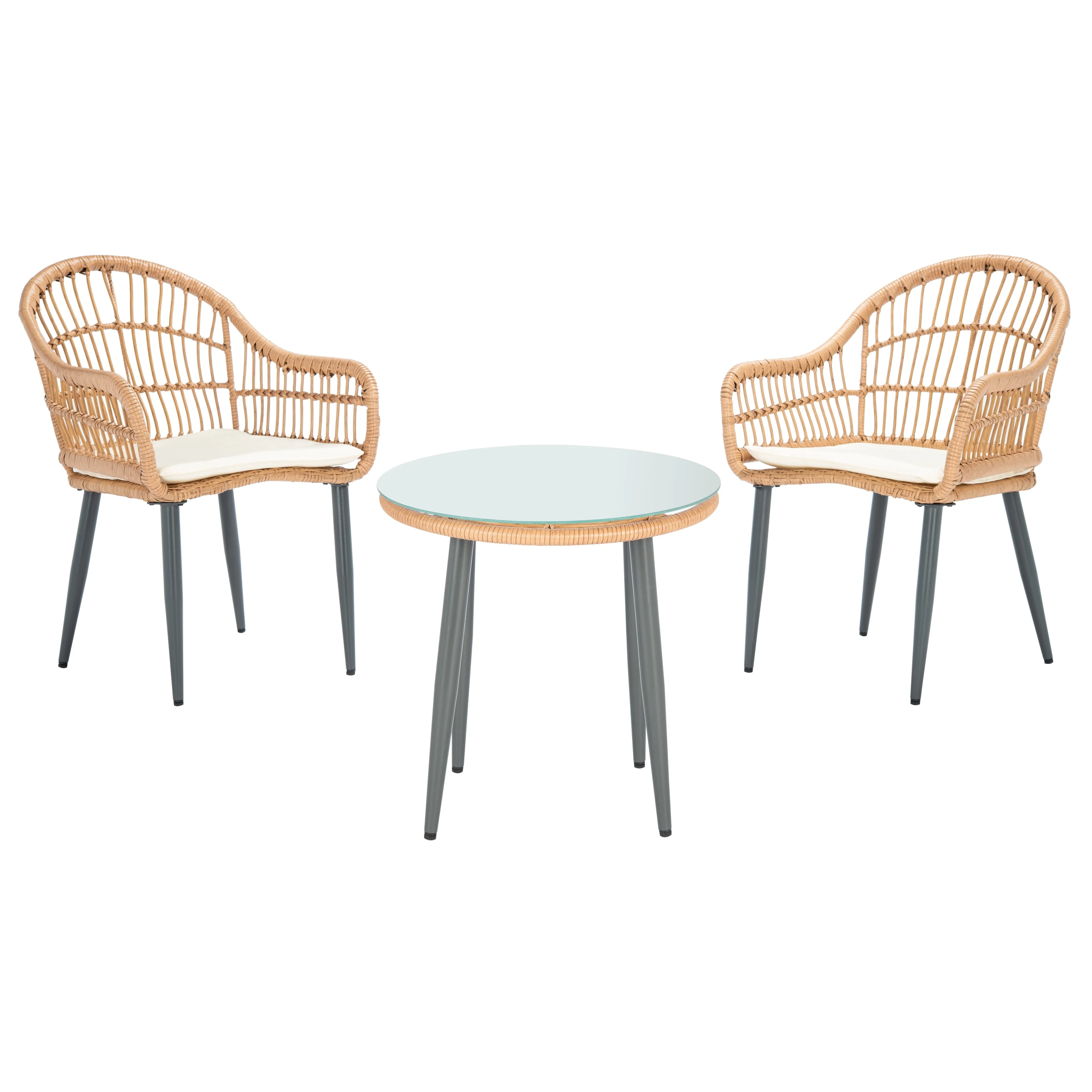 SAFAVIEH Outdoor Living Berlen 3-Piece Lounger Set - Natural/Beige - 22W x 24D x 34H