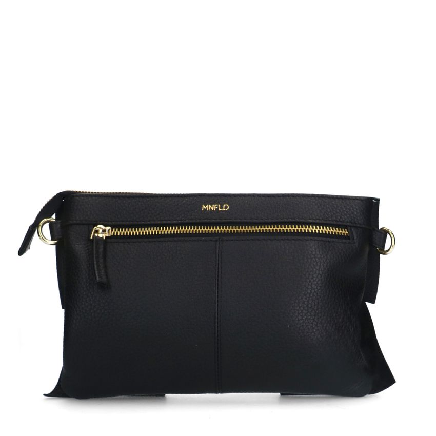 Manfield Zwarte leren schoudertas met strik