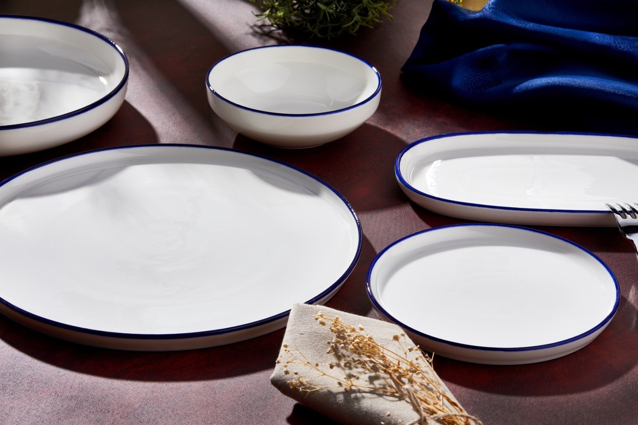Rinart Diep bord - Blue Edge - Porselein - 23 cm (900cc) - set van 6