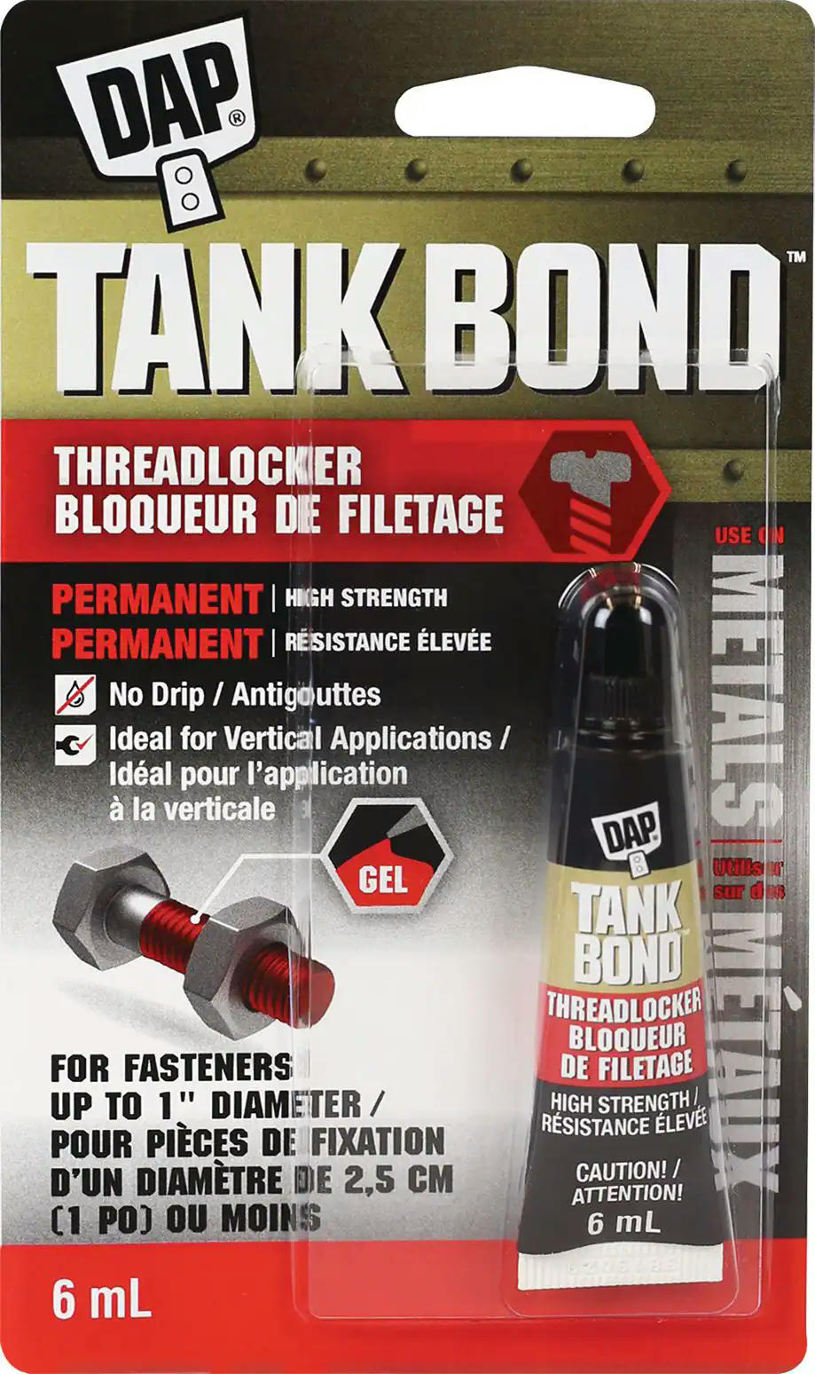 DAP Tank Bond High-Strength Threadlocker Epoxy Glue Adhesive, Locks & Seals Fasteners, 6-mL