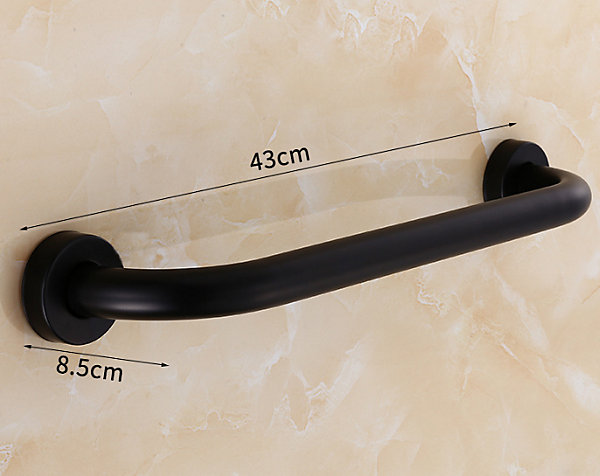 BASHLWUA Poignée de Baignoires 43cm Barre D'Appui Inox Mural Porte-serviettes Noir